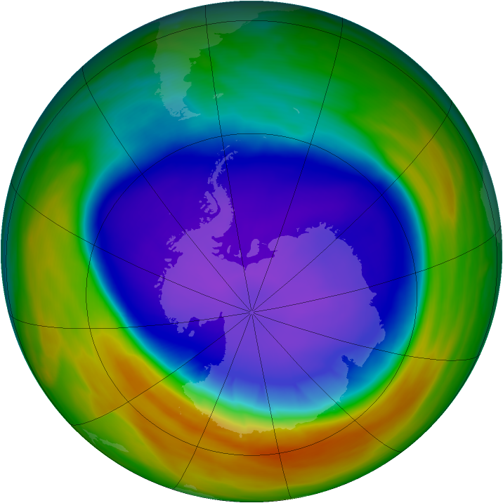 Antarctic ozone map for 24 September 2005